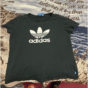 Adidas originals logo shirt black with white logo women's XL